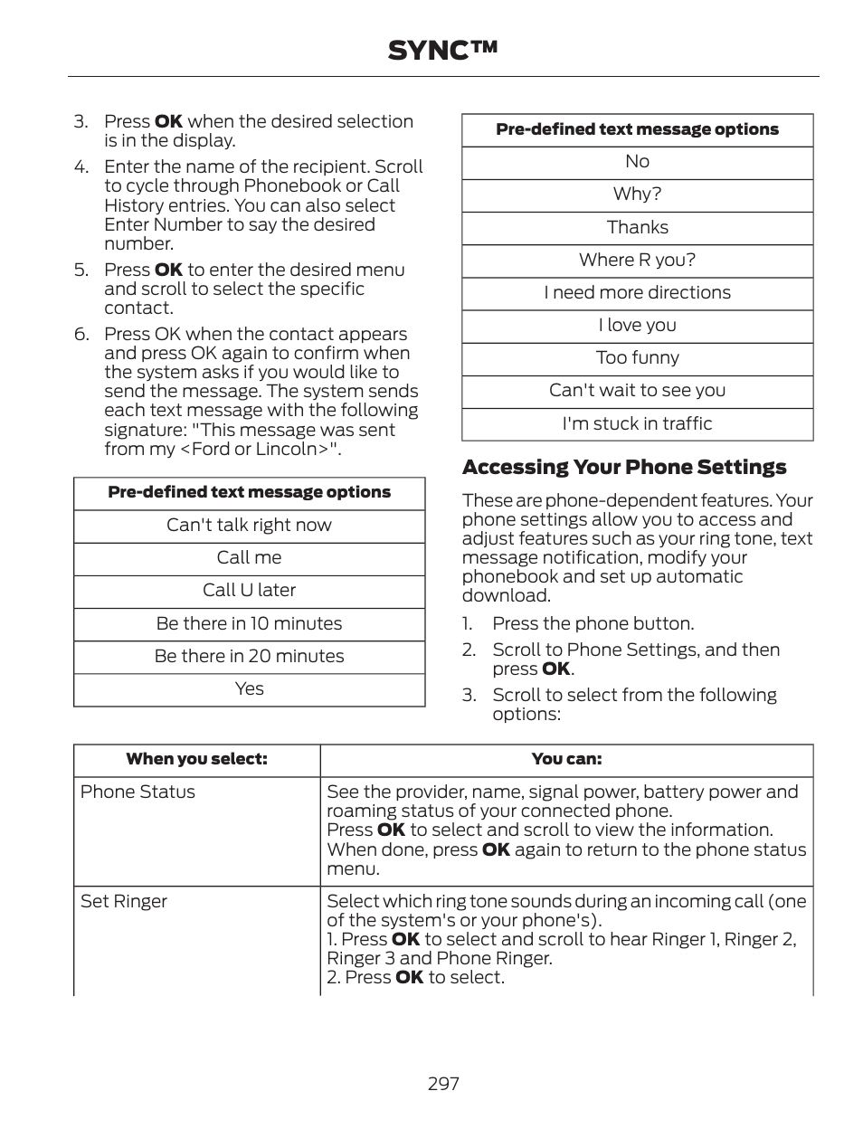 Sync | FORD 2014 Escape v.1 User Manual | Page 300 / 428