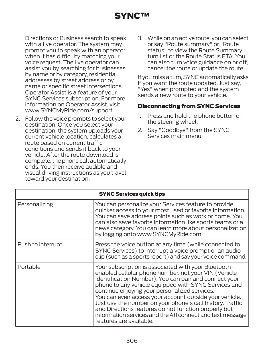 Sync | FORD 2014 Escape v.1 User Manual | Page 309 / 428