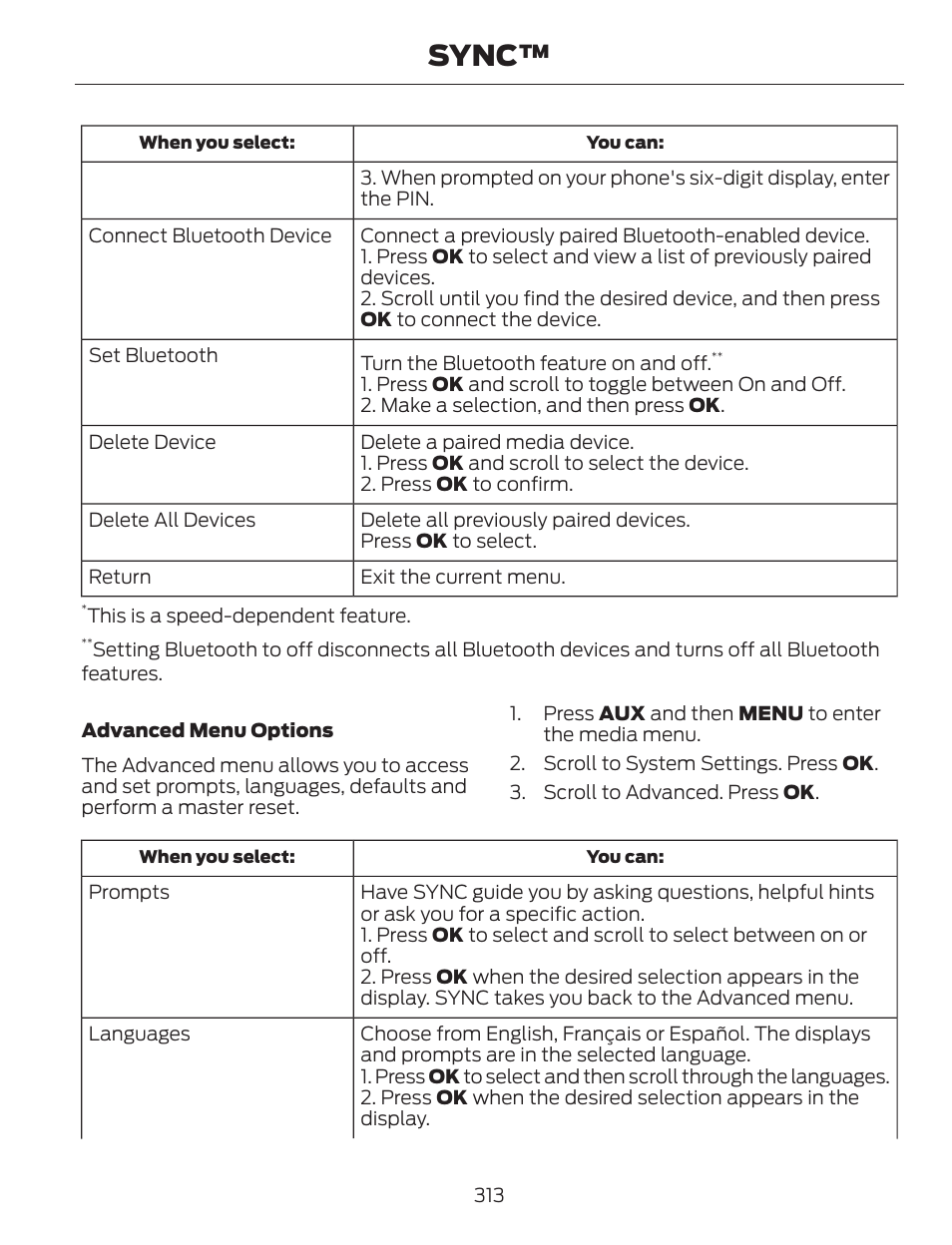 Sync | FORD 2014 Escape v.1 User Manual | Page 316 / 428