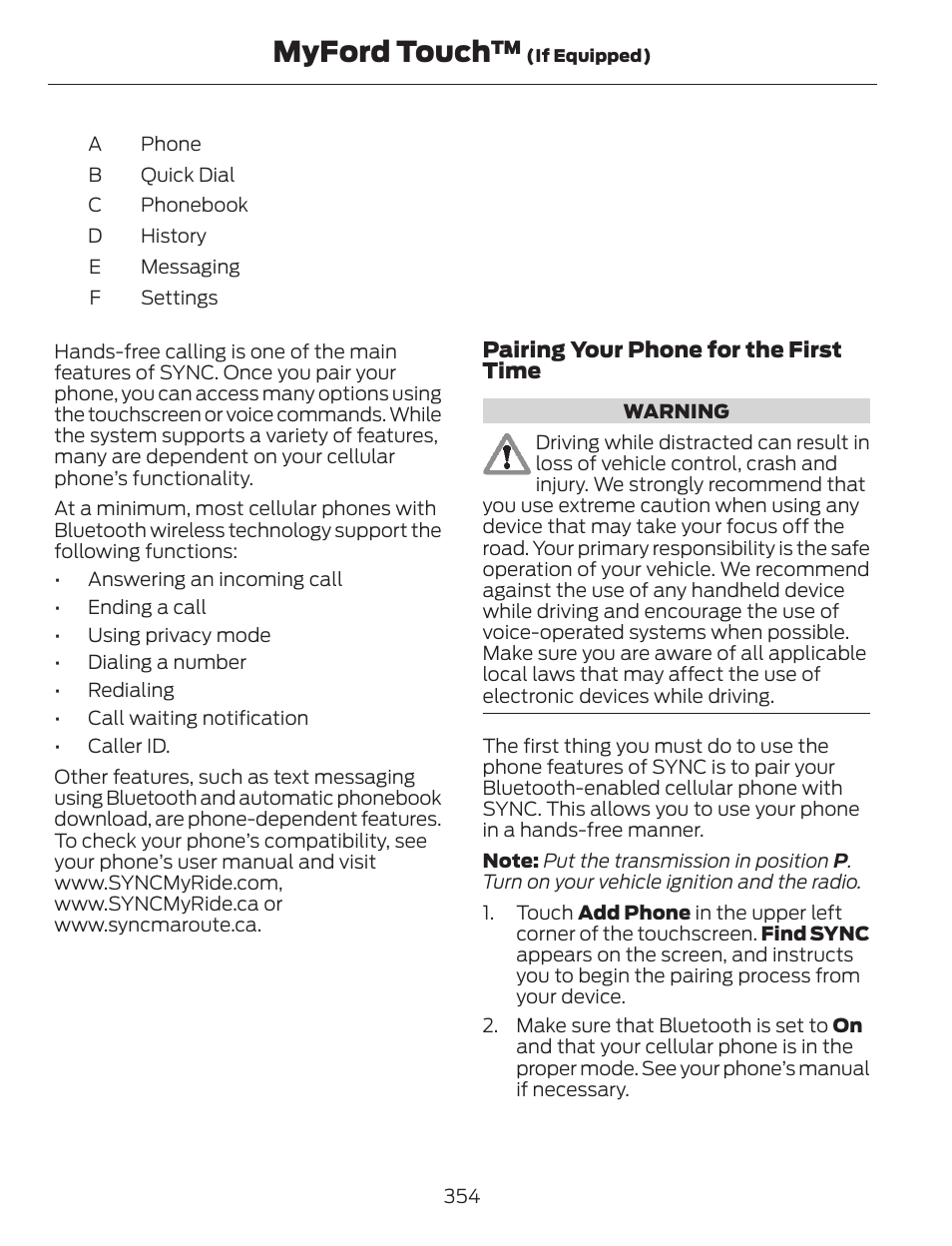 Myford touch | FORD 2014 Escape v.1 User Manual | Page 357 / 428