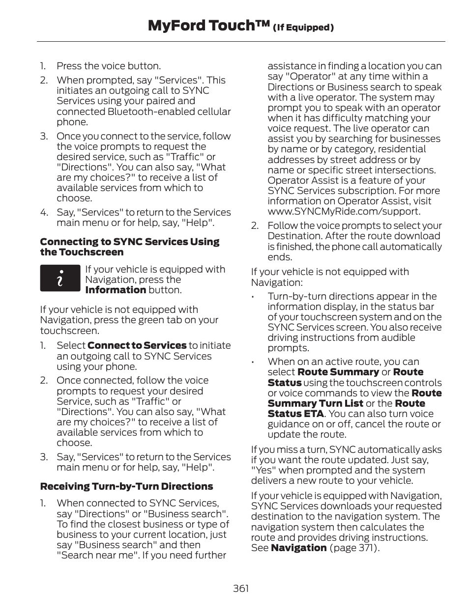 Myford touch | FORD 2014 Escape v.1 User Manual | Page 364 / 428