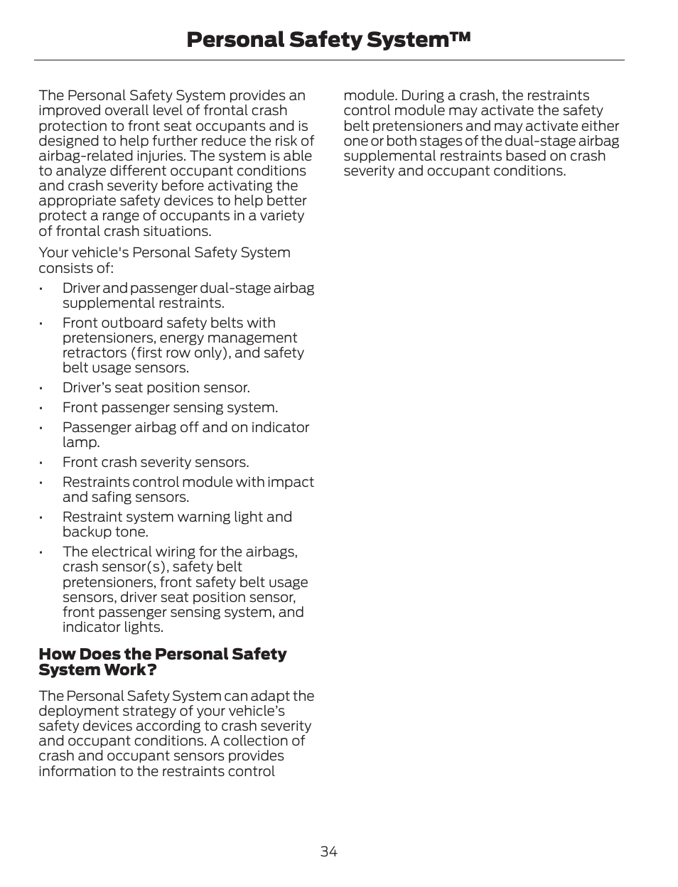 Personal safety system | FORD 2014 Escape v.1 User Manual | Page 37 / 428