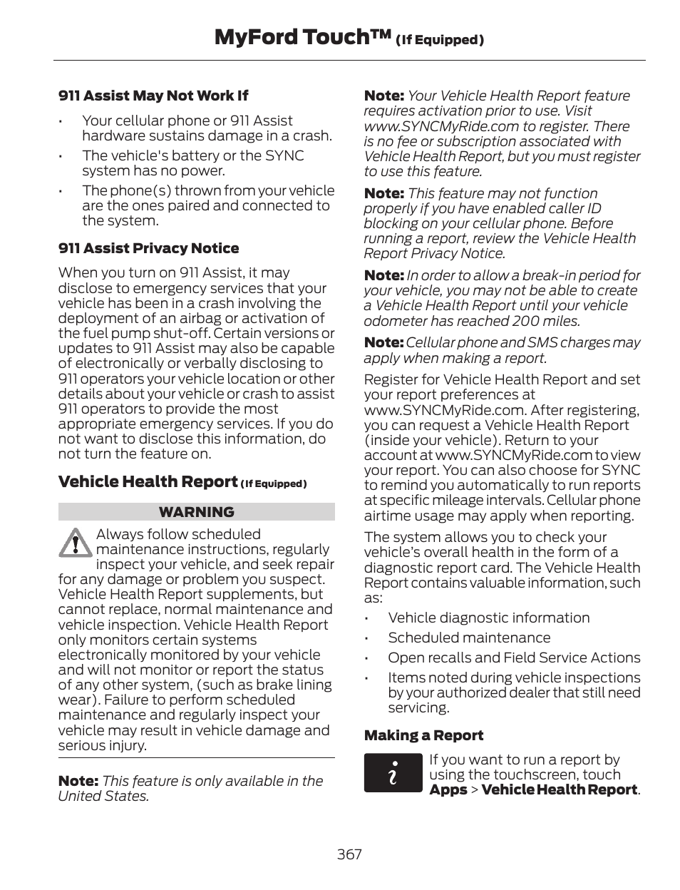 Myford touch | FORD 2014 Escape v.1 User Manual | Page 370 / 428