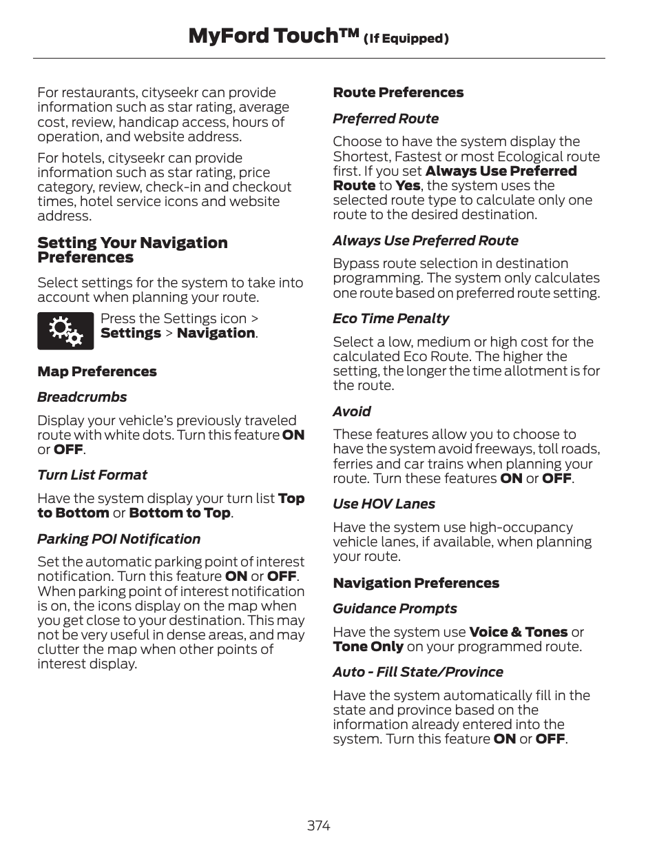 Myford touch | FORD 2014 Escape v.1 User Manual | Page 377 / 428