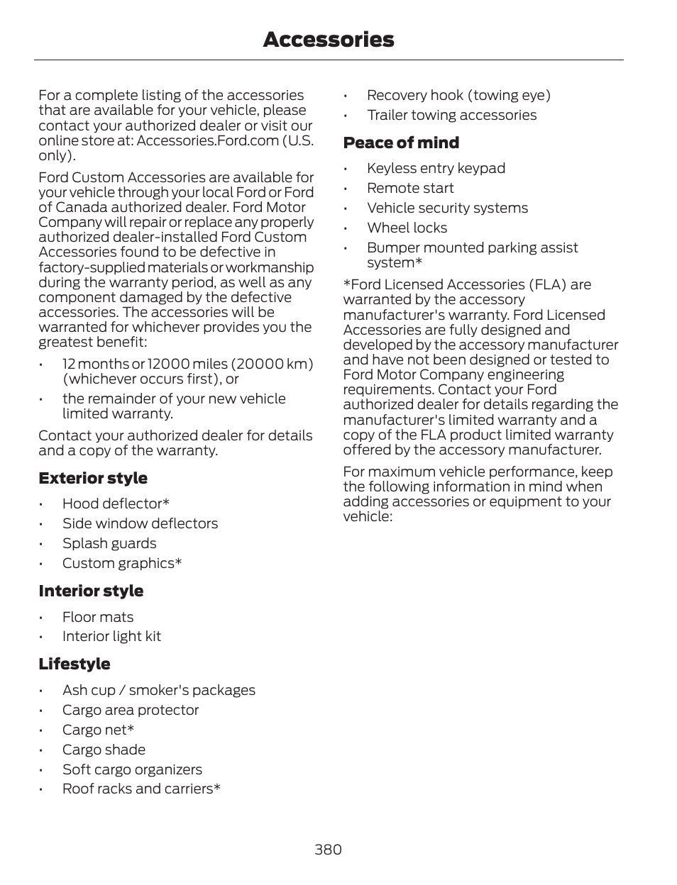 Accessories | FORD 2014 Escape v.1 User Manual | Page 383 / 428