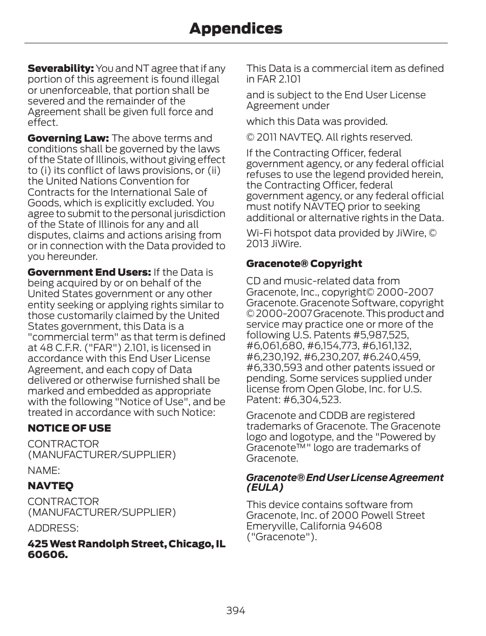 Appendices | FORD 2014 Escape v.1 User Manual | Page 397 / 428