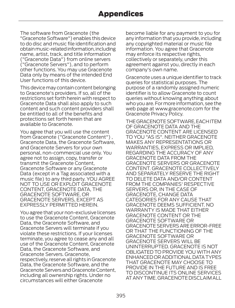 Appendices | FORD 2014 Escape v.1 User Manual | Page 398 / 428