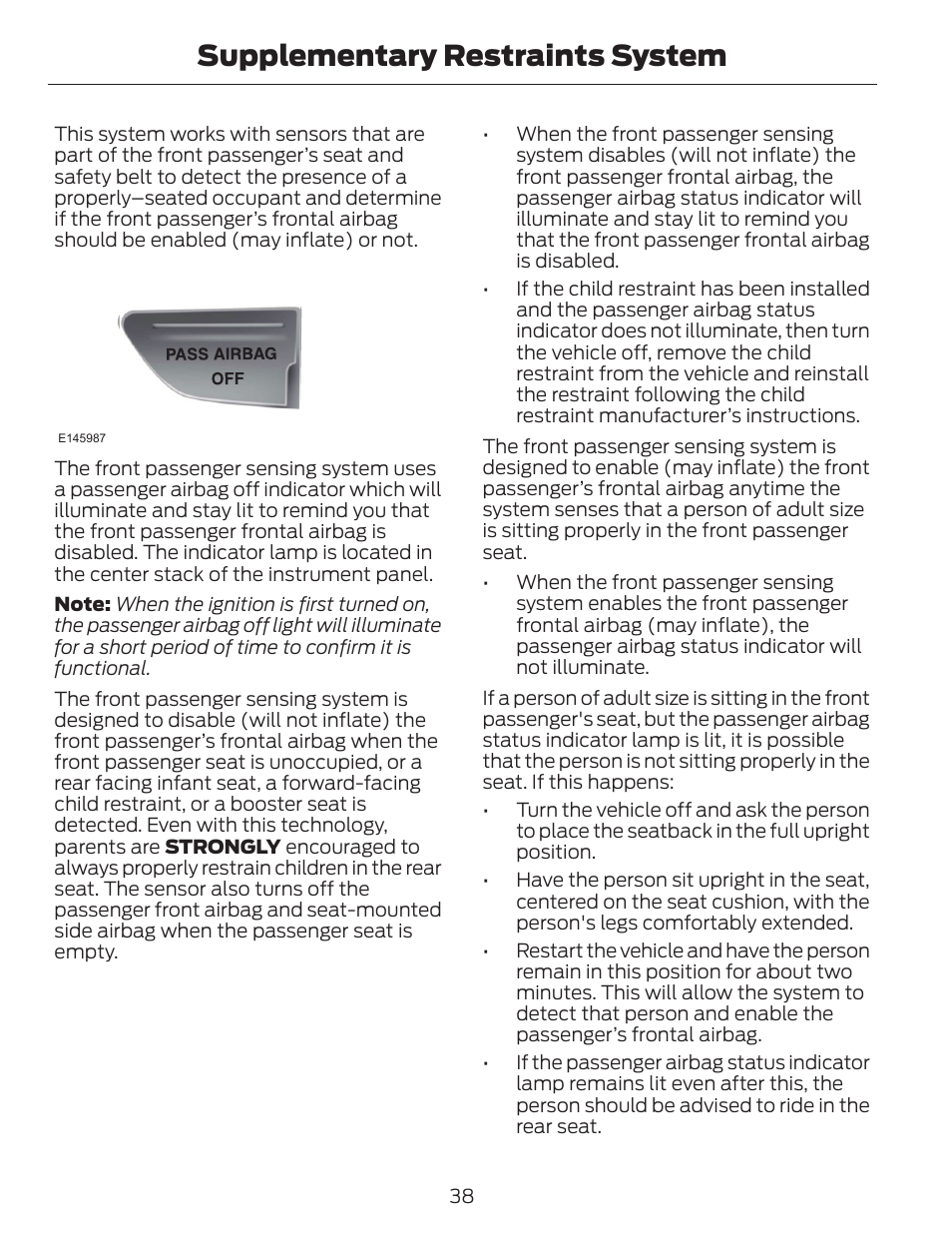 Supplementary restraints system | FORD 2014 Escape v.1 User Manual | Page 41 / 428