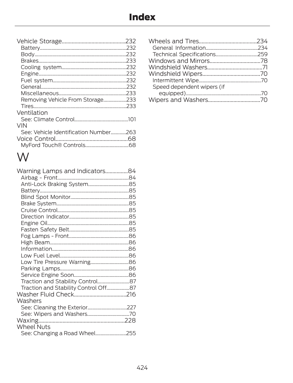 Index | FORD 2014 Escape v.1 User Manual | Page 427 / 428