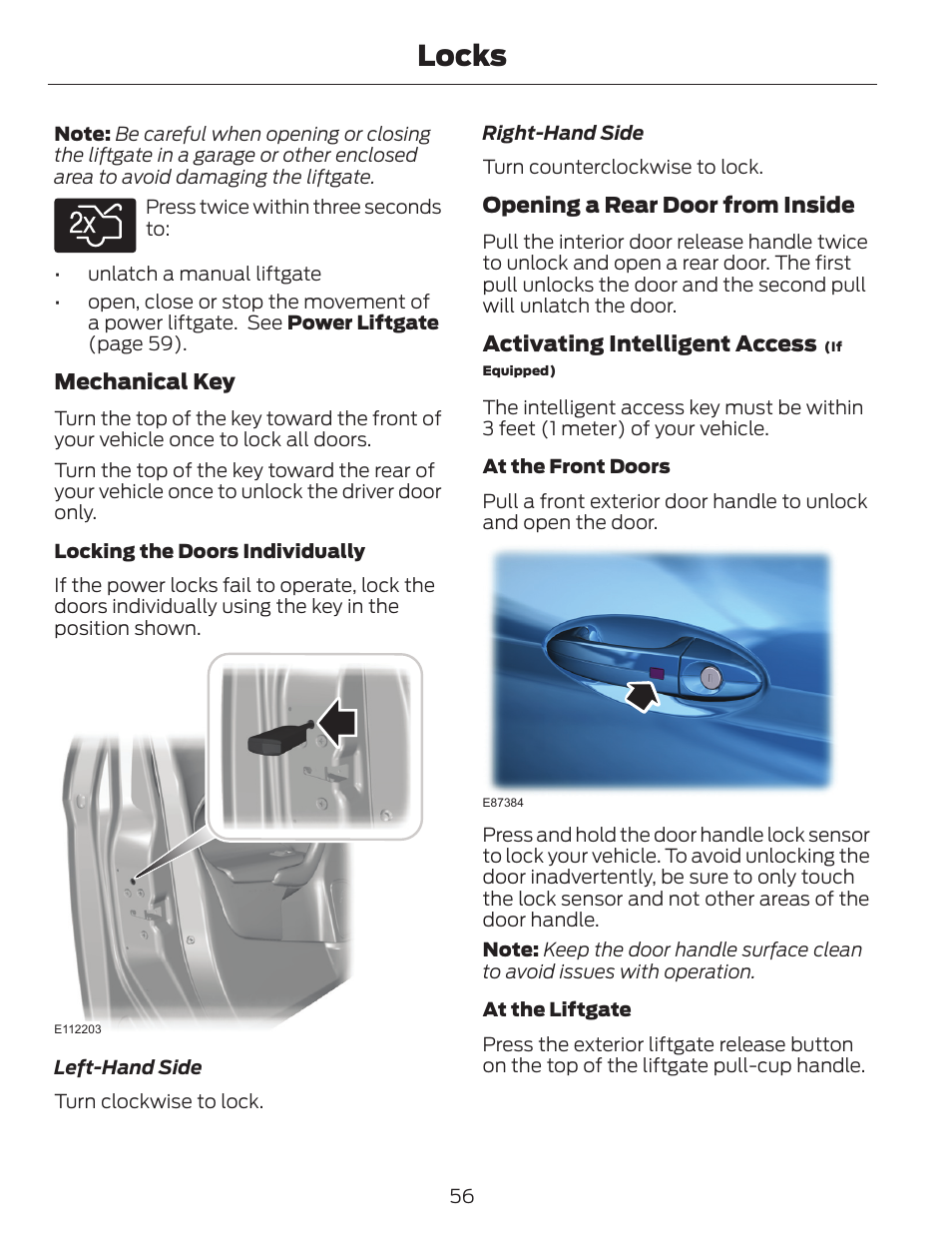 Locks | FORD 2014 Escape v.1 User Manual | Page 59 / 428