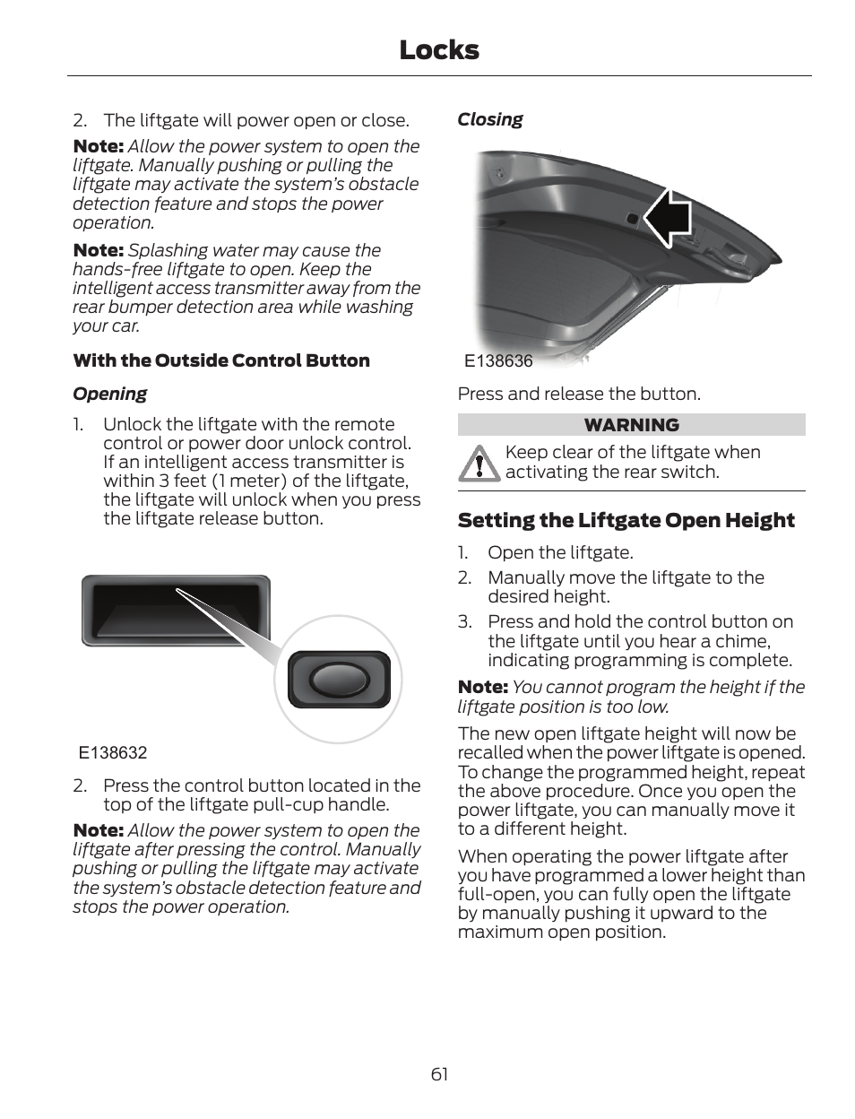 Locks | FORD 2014 Escape v.1 User Manual | Page 64 / 428