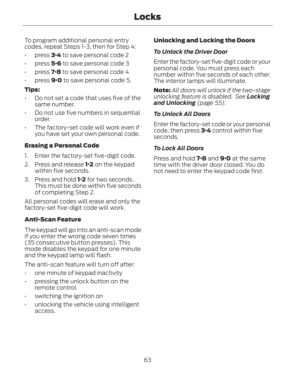 Locks | FORD 2014 Escape v.1 User Manual | Page 66 / 428