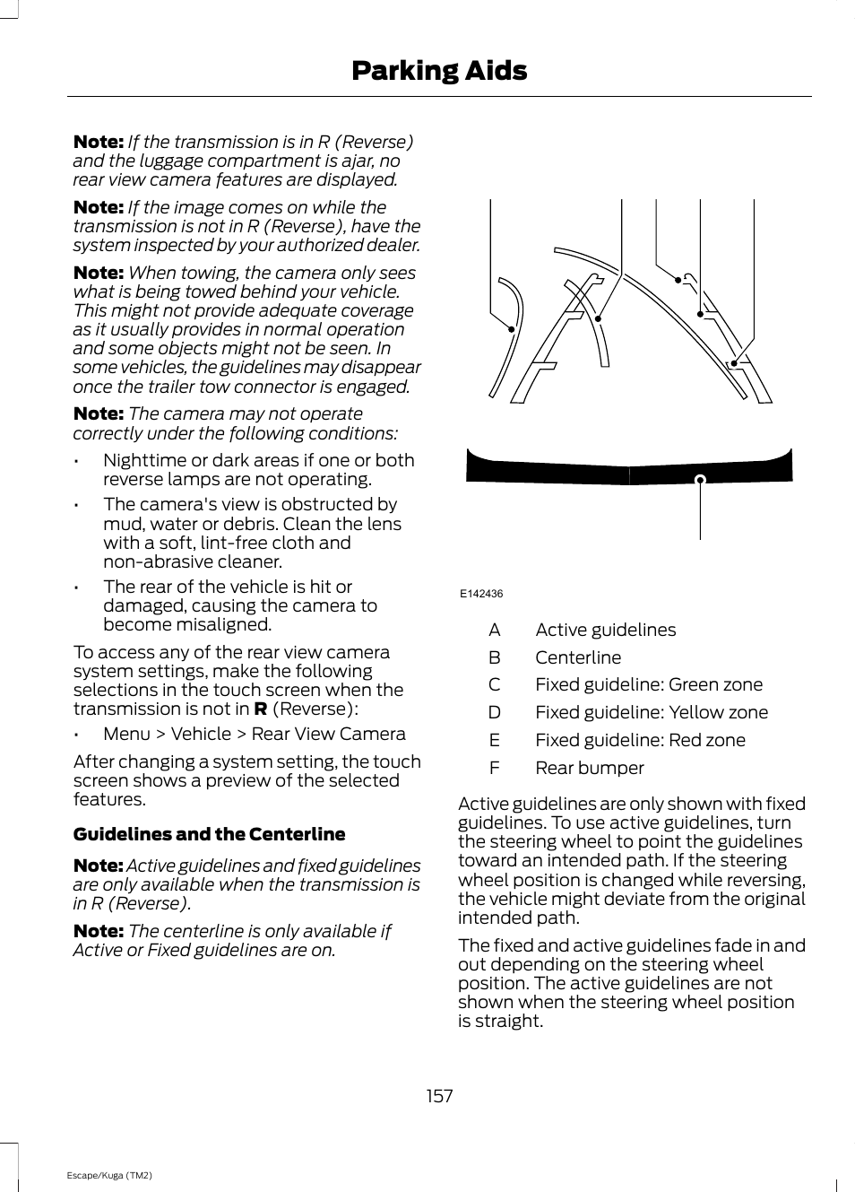 Parking aids | FORD 2014 Escape v.2 User Manual | Page 160 / 430