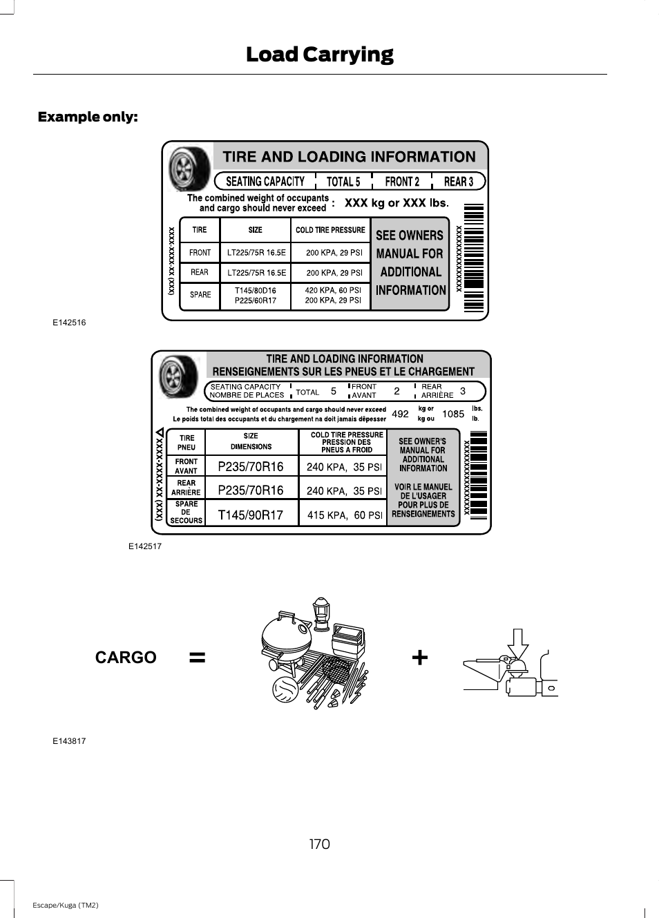 Load carrying, Cargo | FORD 2014 Escape v.2 User Manual | Page 173 / 430