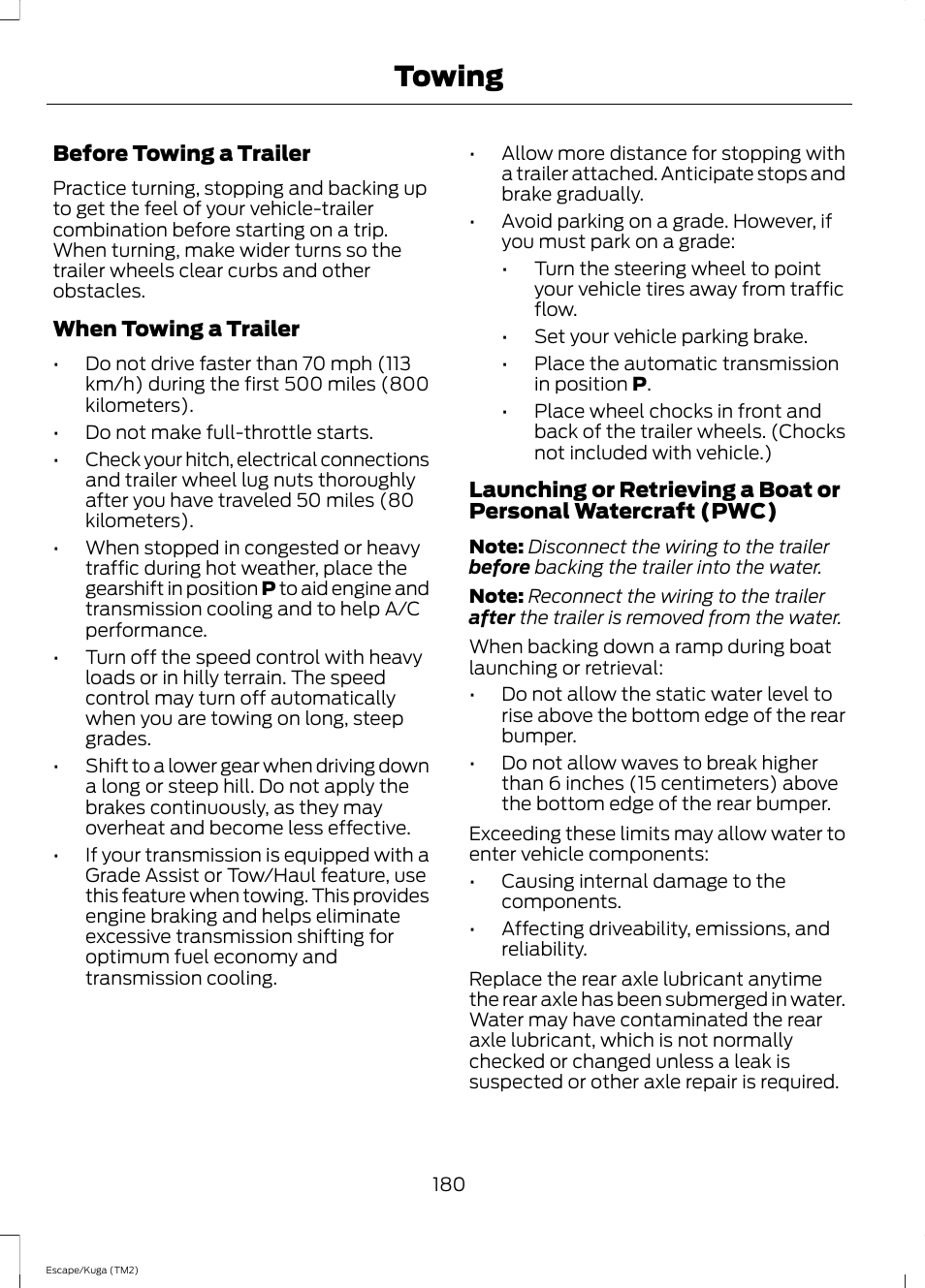 Towing | FORD 2014 Escape v.2 User Manual | Page 183 / 430