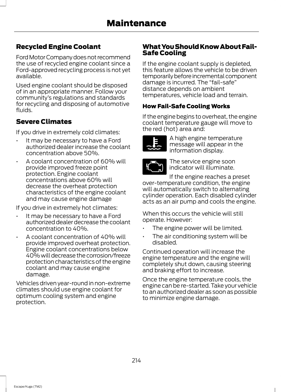 Maintenance | FORD 2014 Escape v.2 User Manual | Page 217 / 430