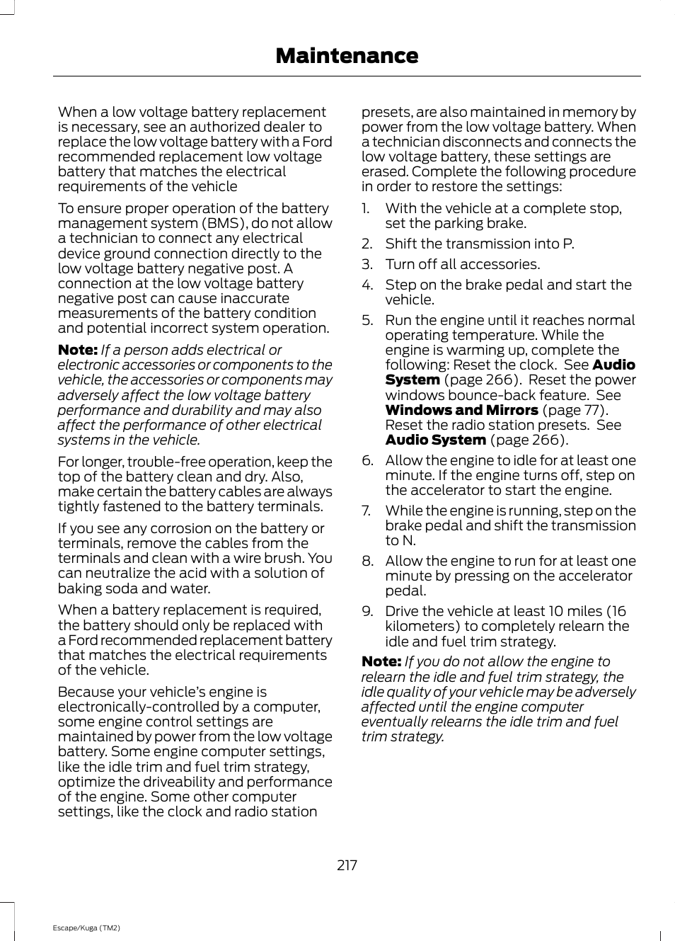 Maintenance | FORD 2014 Escape v.2 User Manual | Page 220 / 430