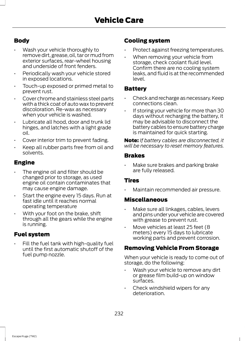 Vehicle care | FORD 2014 Escape v.2 User Manual | Page 235 / 430