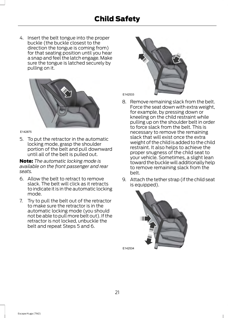 Child safety | FORD 2014 Escape v.2 User Manual | Page 24 / 430