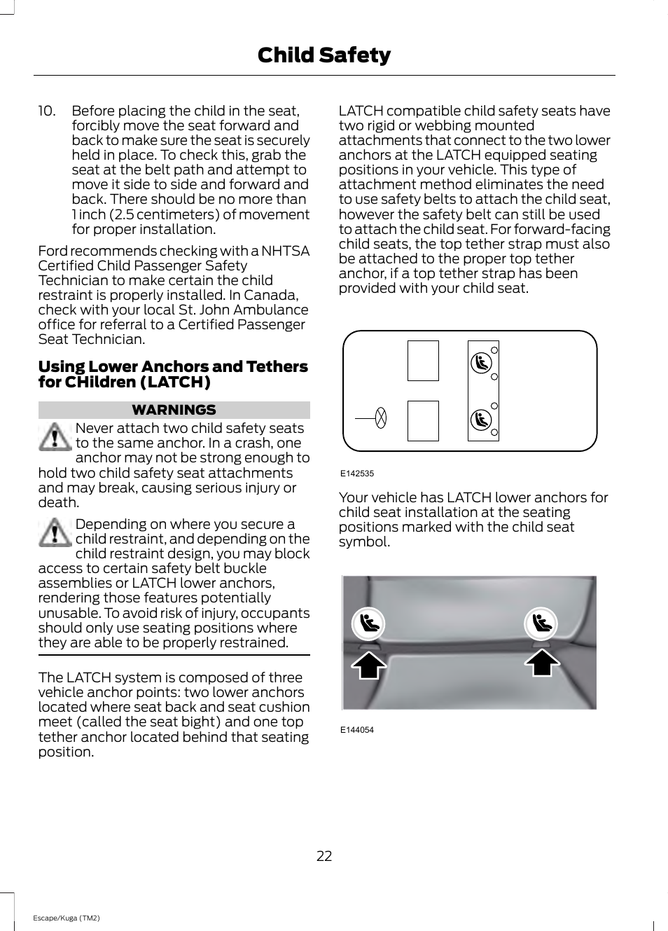 Child safety | FORD 2014 Escape v.2 User Manual | Page 25 / 430