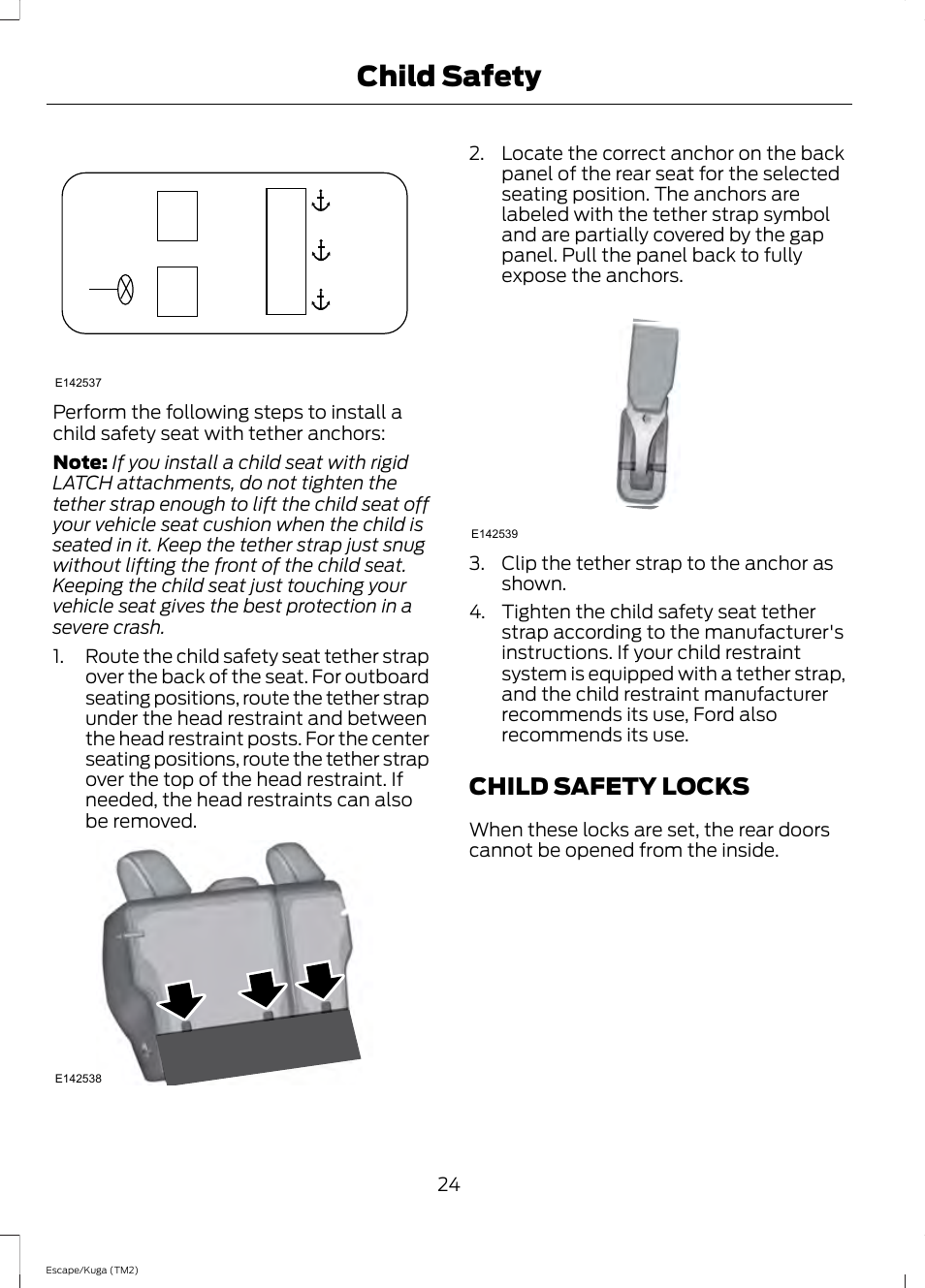 Child safety locks, Child safety | FORD 2014 Escape v.2 User Manual | Page 27 / 430