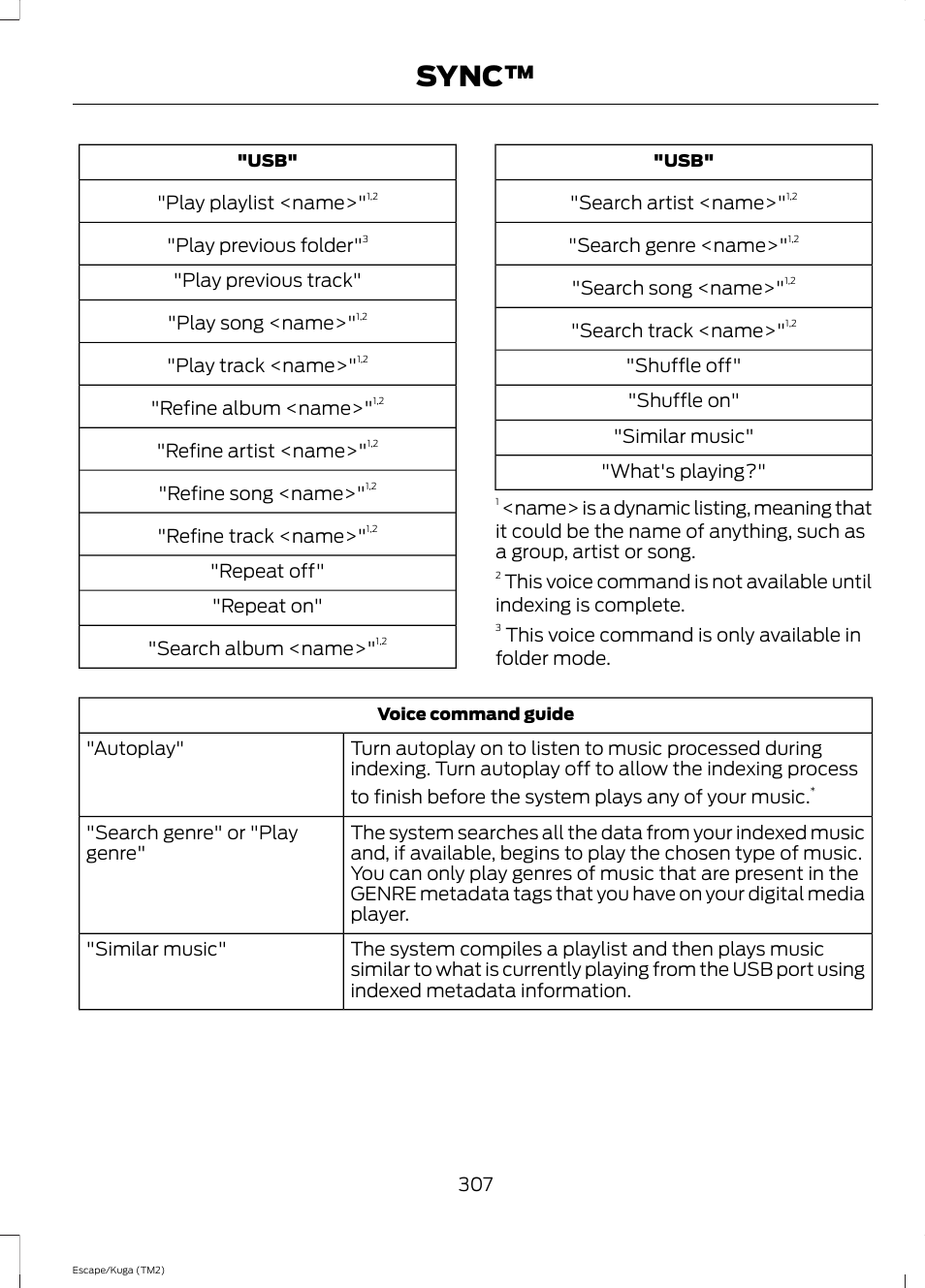 Sync | FORD 2014 Escape v.2 User Manual | Page 310 / 430