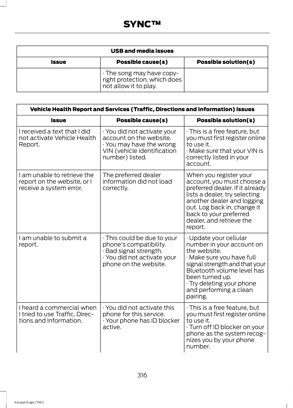 Sync | FORD 2014 Escape v.2 User Manual | Page 319 / 430