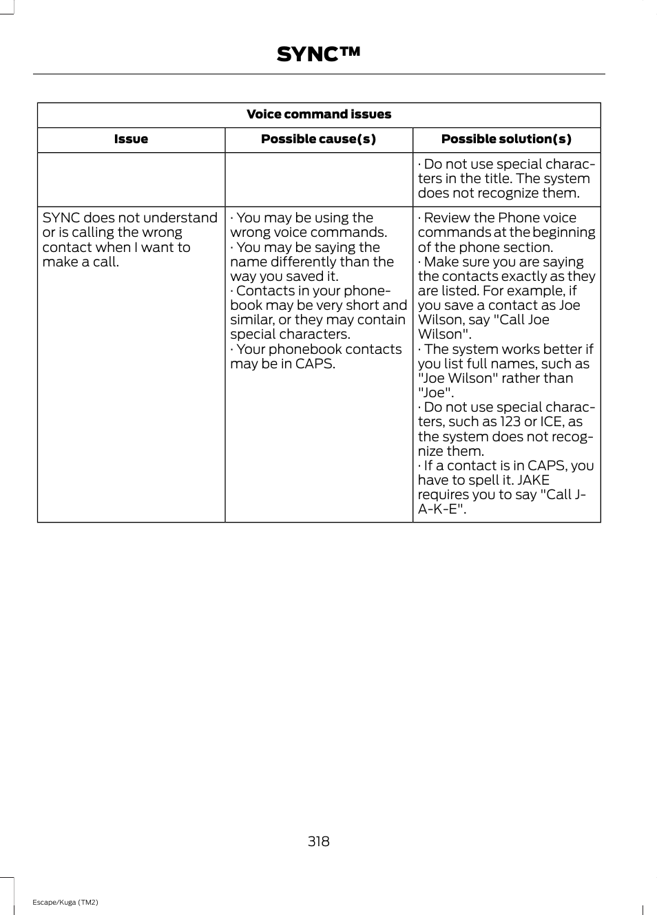 Sync | FORD 2014 Escape v.2 User Manual | Page 321 / 430