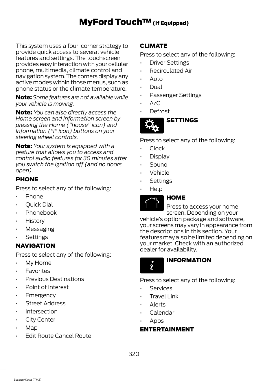 Myford touch | FORD 2014 Escape v.2 User Manual | Page 323 / 430
