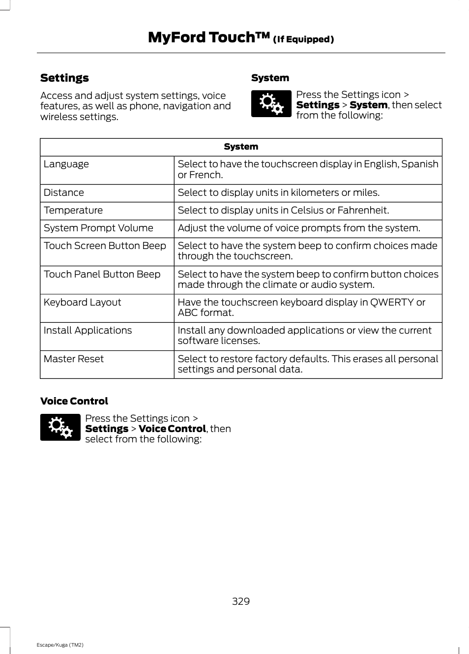 Myford touch | FORD 2014 Escape v.2 User Manual | Page 332 / 430