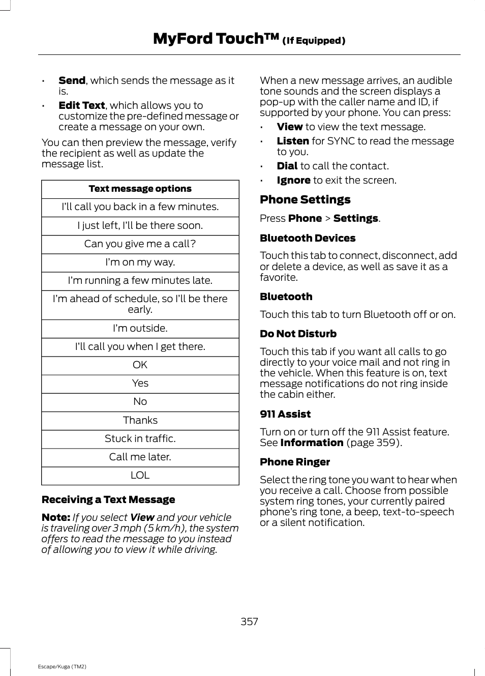 Myford touch | FORD 2014 Escape v.2 User Manual | Page 360 / 430