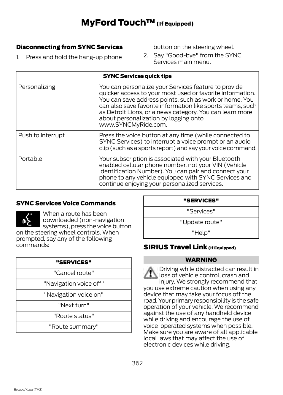 Myford touch | FORD 2014 Escape v.2 User Manual | Page 365 / 430