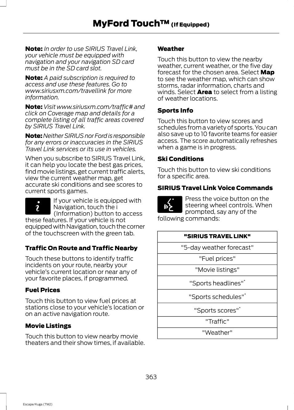 Myford touch | FORD 2014 Escape v.2 User Manual | Page 366 / 430