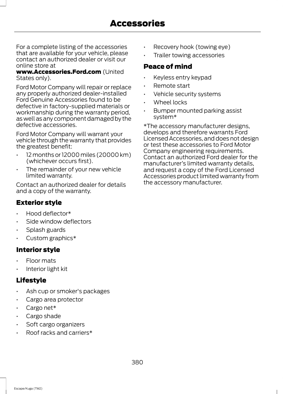 Accessories | FORD 2014 Escape v.2 User Manual | Page 383 / 430