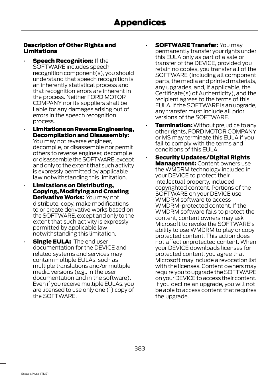 Appendices | FORD 2014 Escape v.2 User Manual | Page 386 / 430