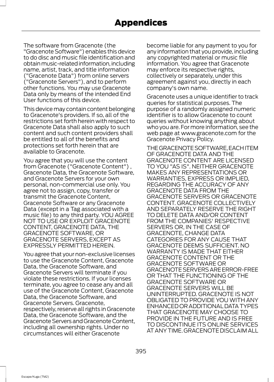Appendices | FORD 2014 Escape v.2 User Manual | Page 398 / 430