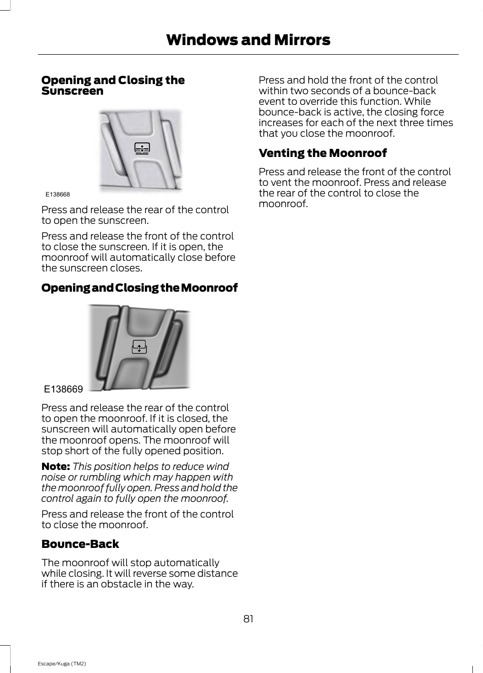 Windows and mirrors | FORD 2014 Escape v.2 User Manual | Page 84 / 430