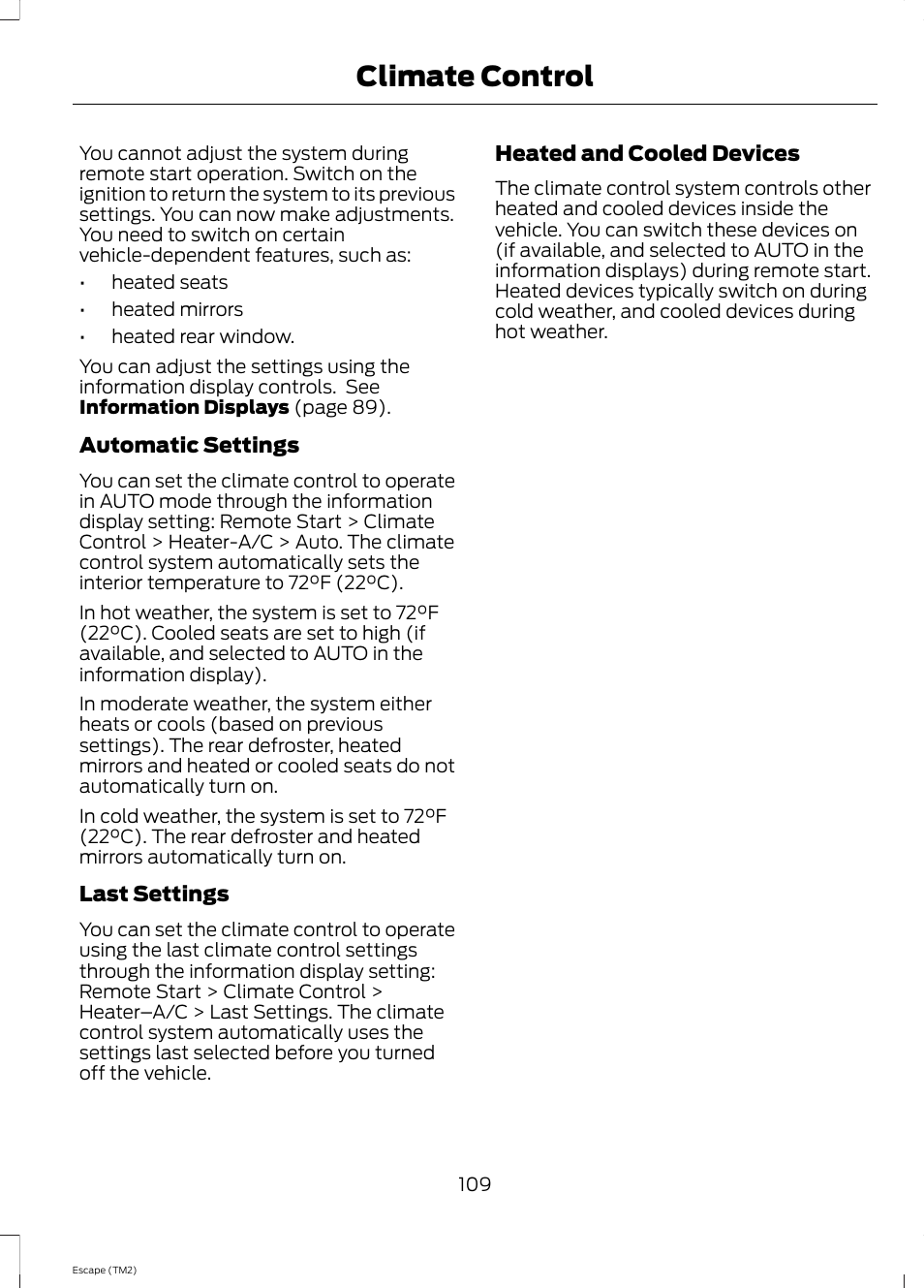Climate control | FORD 2014 Escape v.3 User Manual | Page 112 / 434