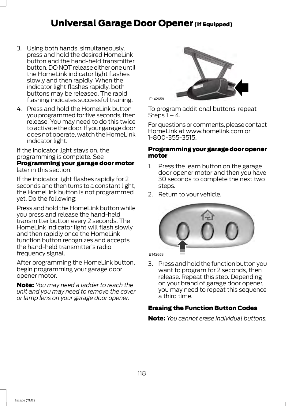Universal garage door opener | FORD 2014 Escape v.3 User Manual | Page 121 / 434