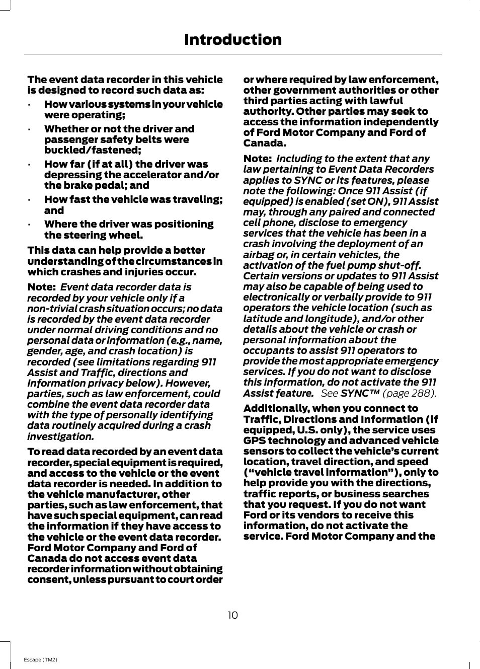 Introduction | FORD 2014 Escape v.3 User Manual | Page 13 / 434
