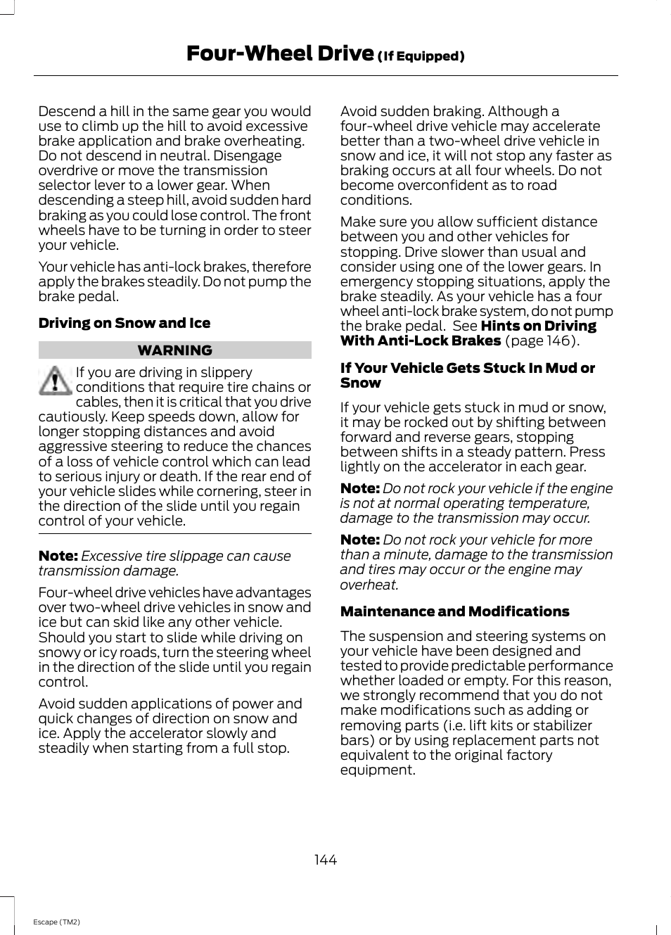 Four-wheel drive | FORD 2014 Escape v.3 User Manual | Page 147 / 434