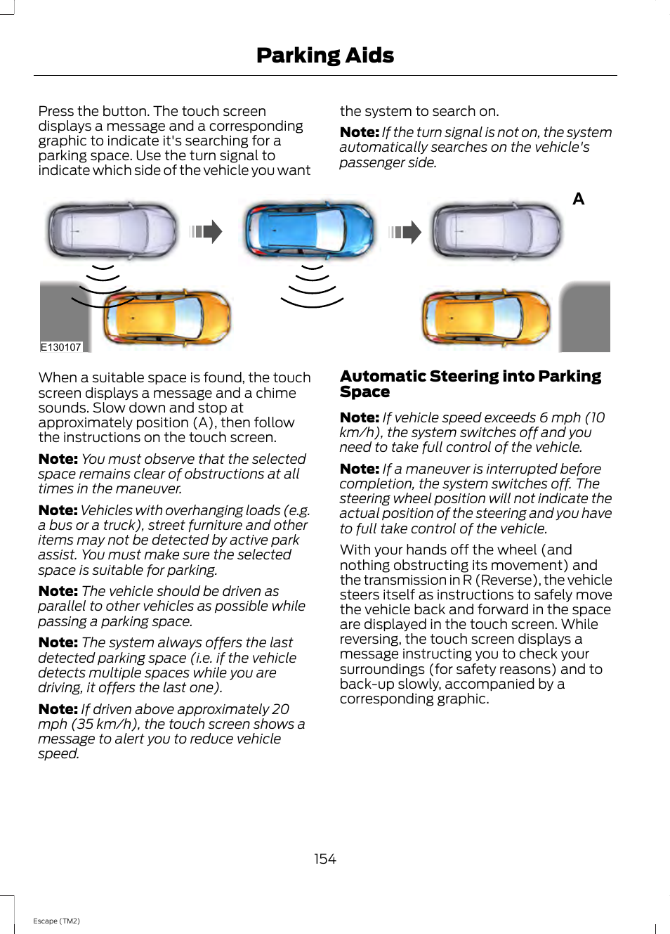 Parking aids | FORD 2014 Escape v.3 User Manual | Page 157 / 434