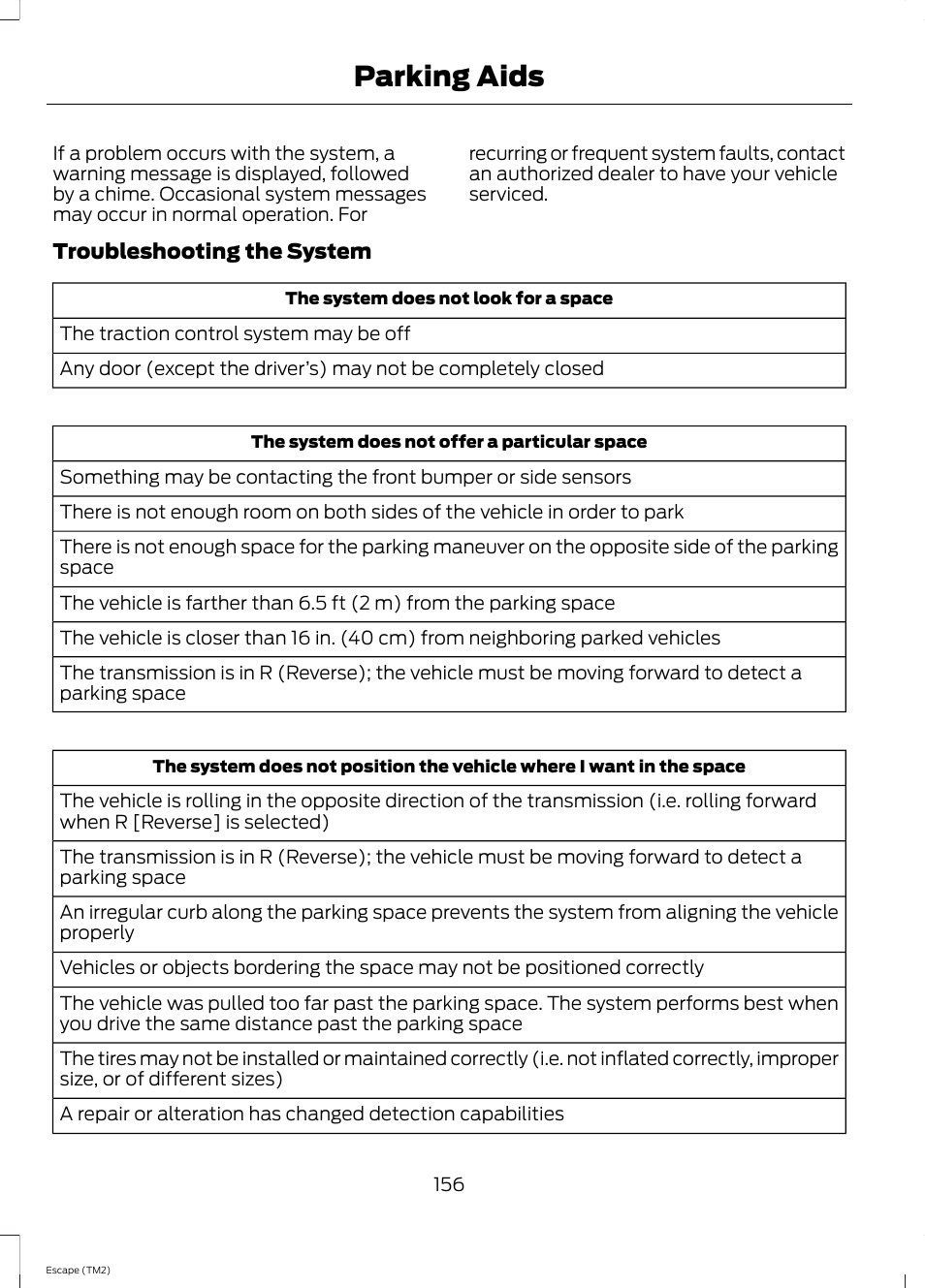 Parking aids | FORD 2014 Escape v.3 User Manual | Page 159 / 434