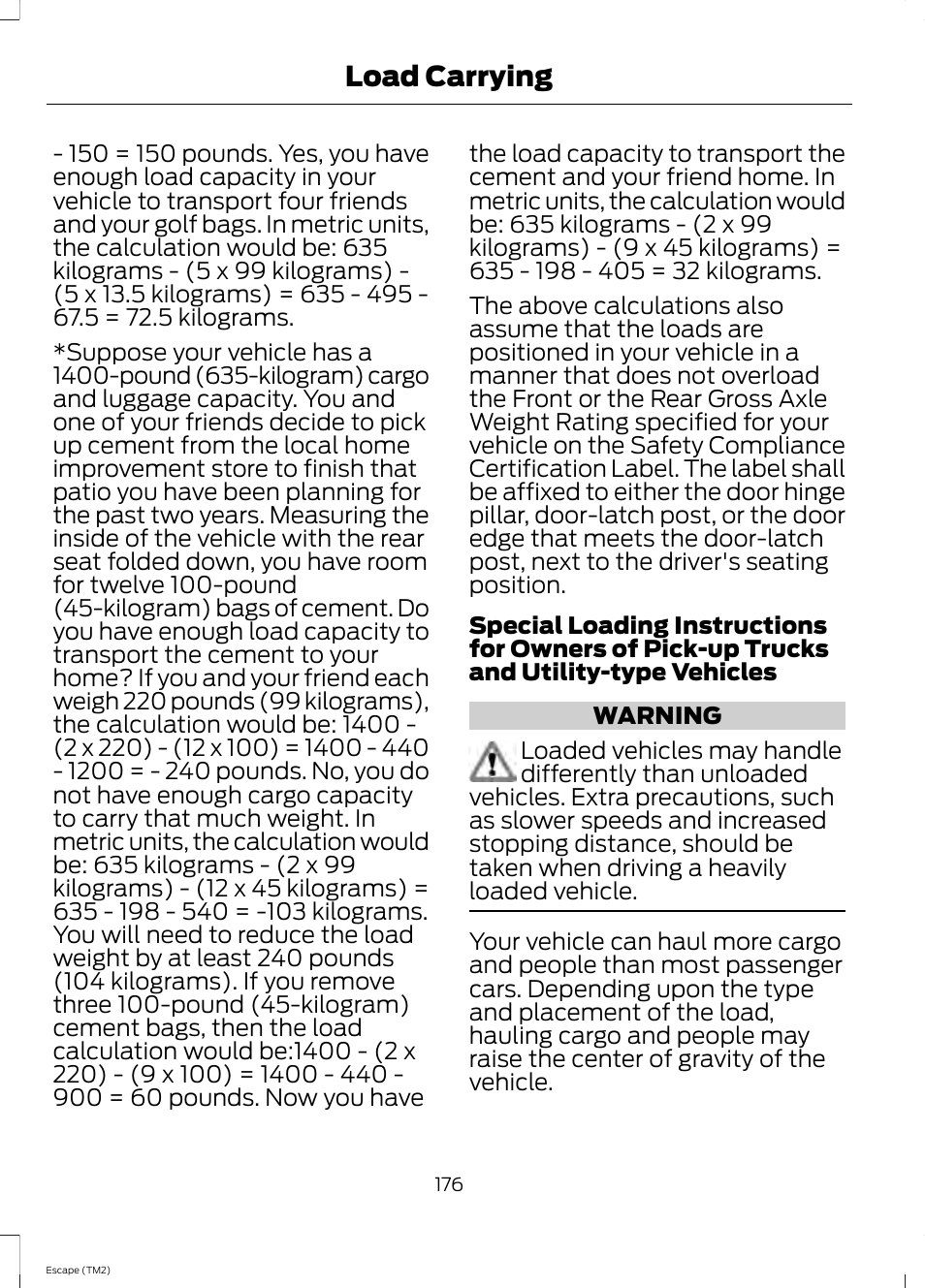 Load carrying | FORD 2014 Escape v.3 User Manual | Page 179 / 434