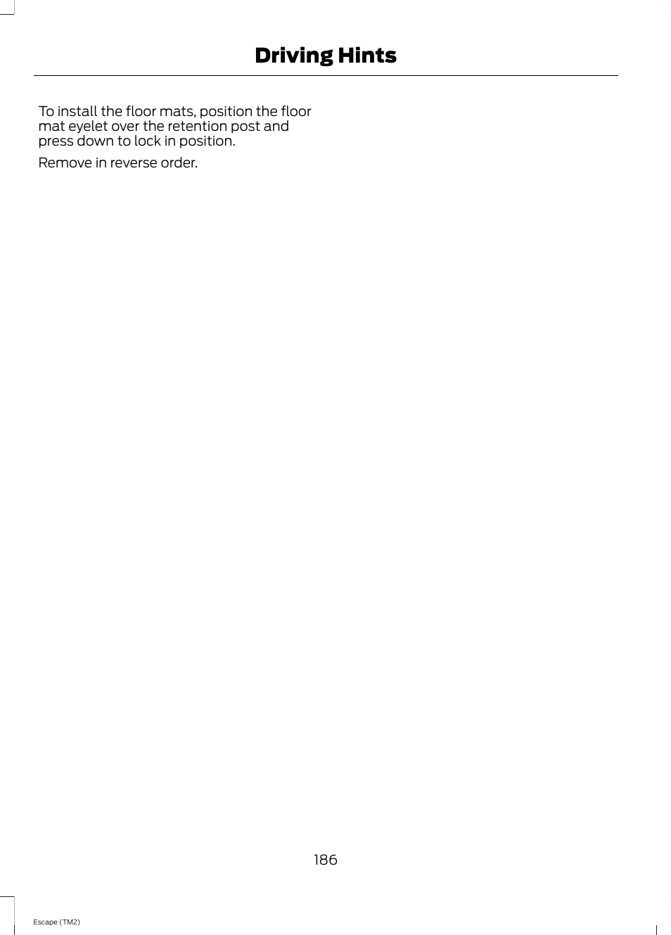 Driving hints | FORD 2014 Escape v.3 User Manual | Page 189 / 434