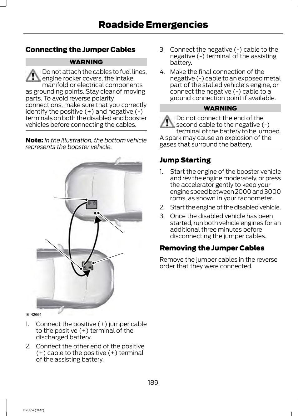 Roadside emergencies | FORD 2014 Escape v.3 User Manual | Page 192 / 434