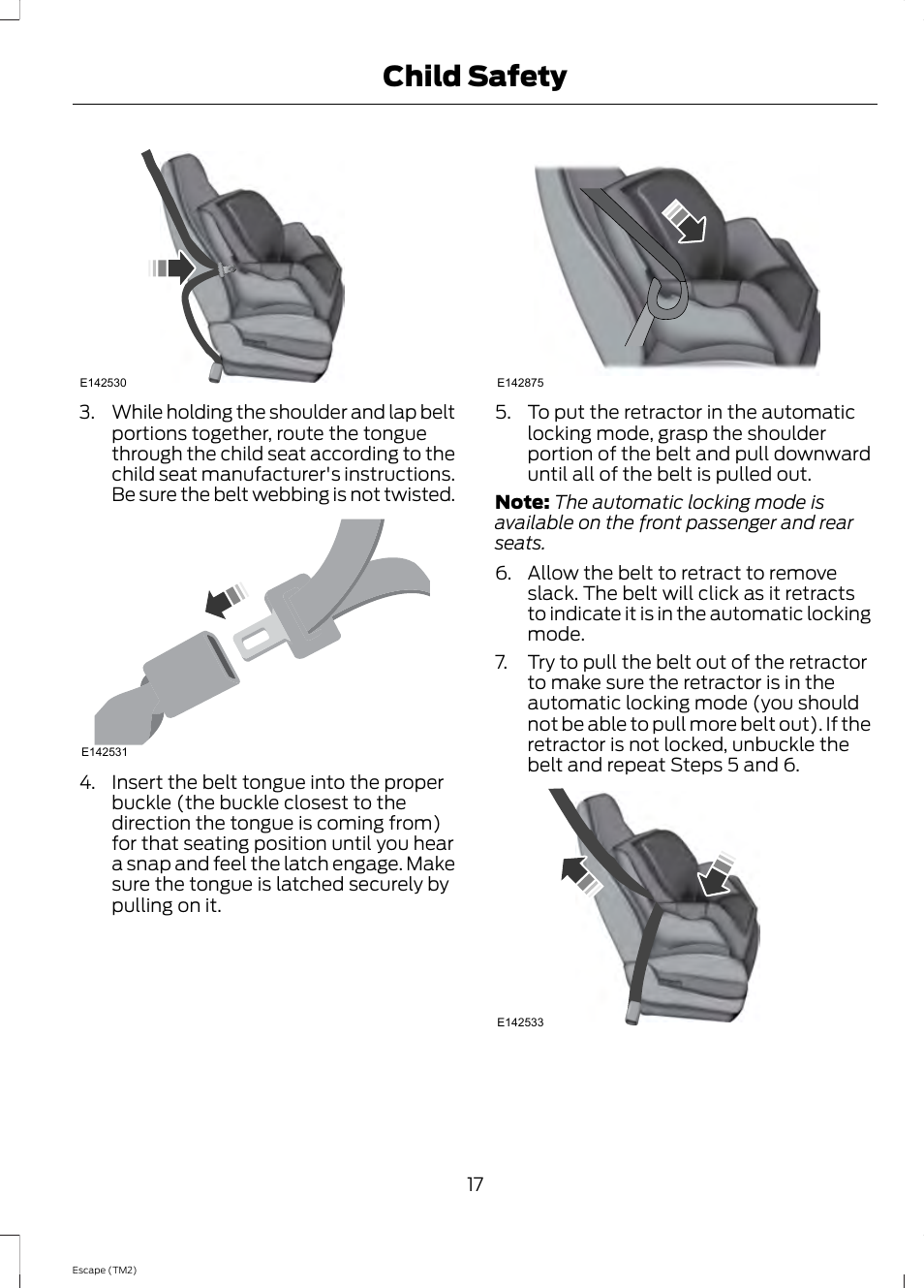 Child safety | FORD 2014 Escape v.3 User Manual | Page 20 / 434