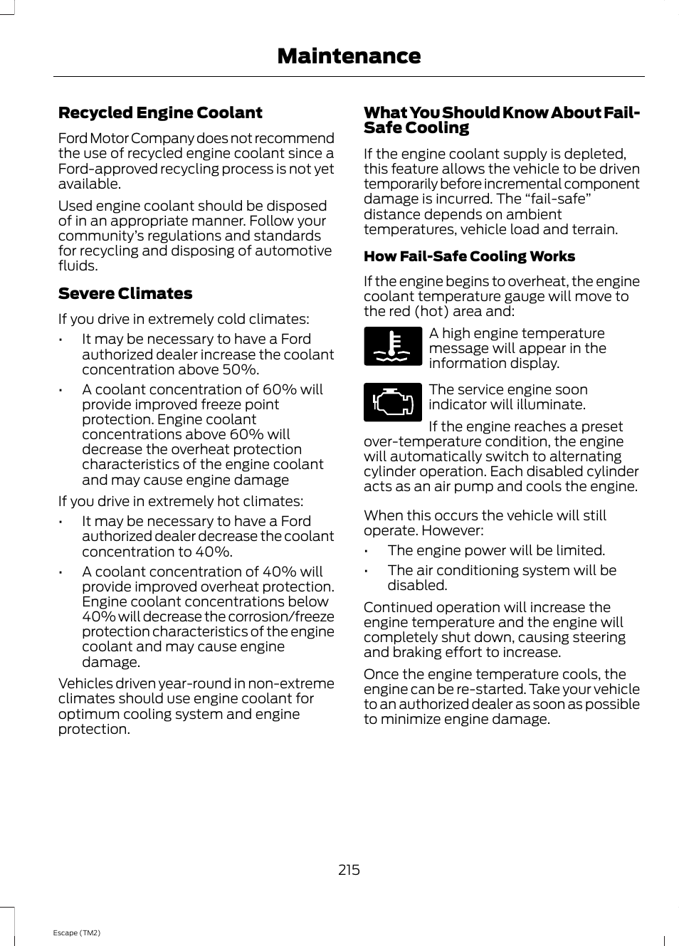 Maintenance | FORD 2014 Escape v.3 User Manual | Page 218 / 434