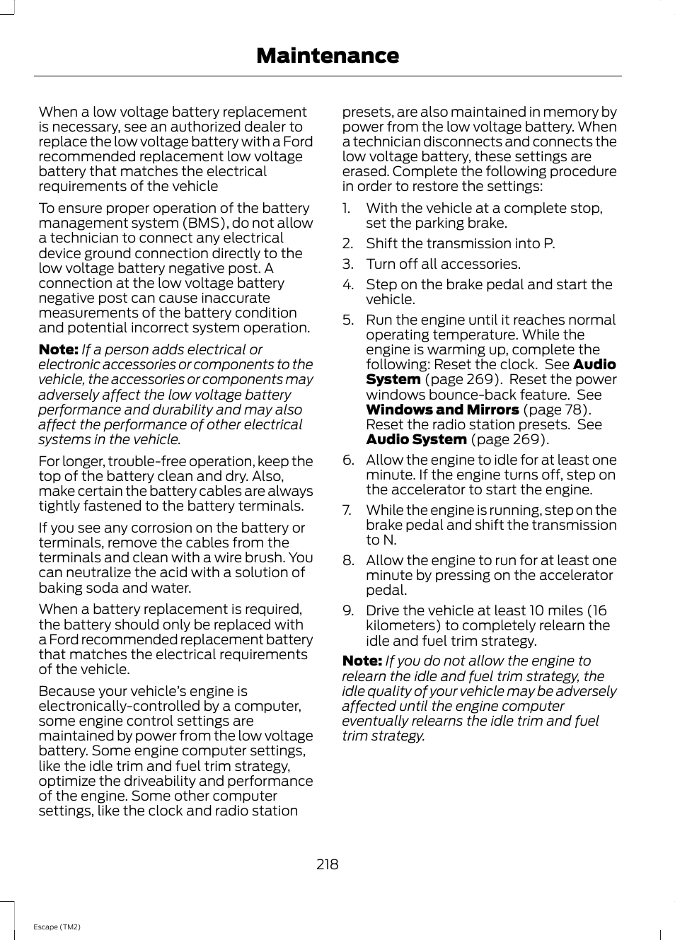Maintenance | FORD 2014 Escape v.3 User Manual | Page 221 / 434