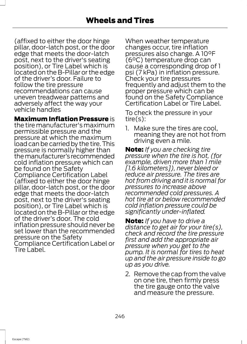 Wheels and tires | FORD 2014 Escape v.3 User Manual | Page 249 / 434